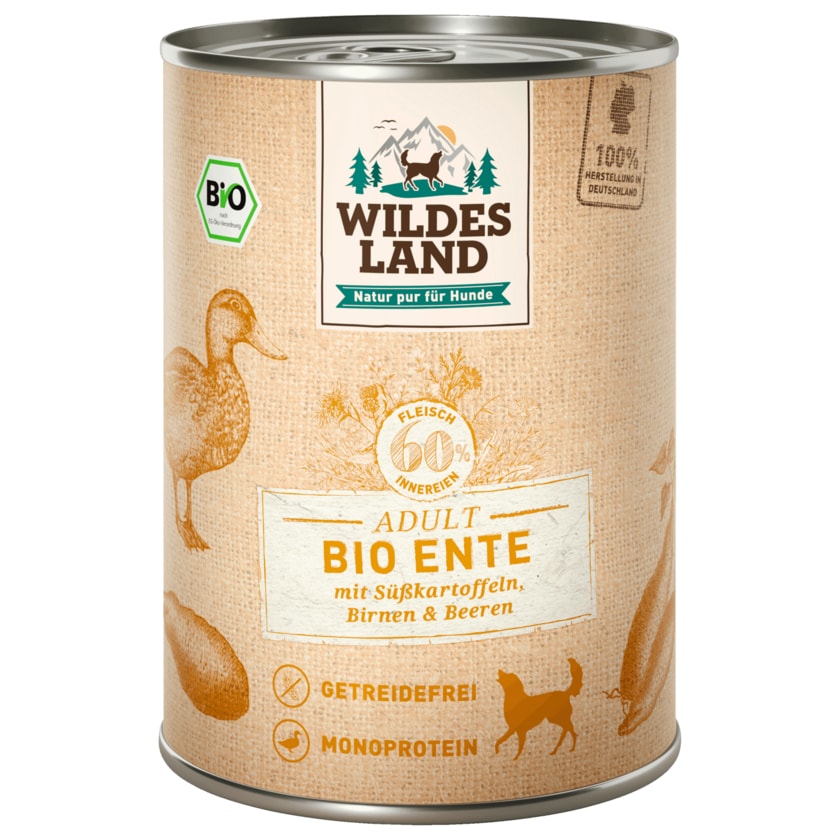 Wildes Land Adult Bio Ente mit Süßkartoffen, Birnen & Beeren 400g